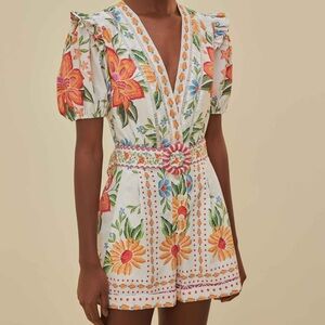 Farm Rio Off-White Garden Romper